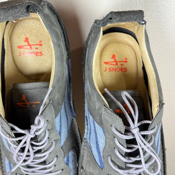 J Shoes Men’s Sneaker size 11 Casual Blue Gray Stripe Leather hoop 2 - Picture 3 of 11